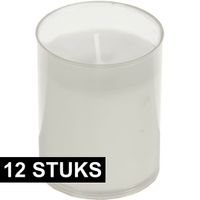 12x Witte woondecoratie kaarsen met houders 5 x 6,5 cm 24 branduren