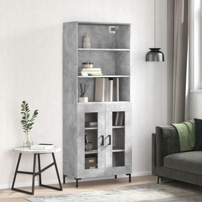 Hoge kast 69,5x34x180 cm bewerkt hout betongrijs