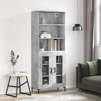 Hoge kast 69,5x34x180 cm bewerkt hout betongrijs