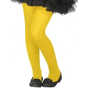Neon gele verkleed panty voor kinderen   -