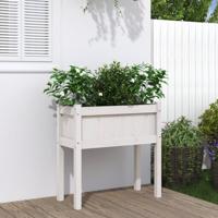 VidaXL Plantenbak met poten 70x31x70 cm massief grenenhout wit