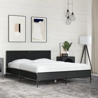 Bedframe bewerkt hout metaal zwart 120x190 cm