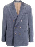 Brunello Cucinelli costume en velours côtelé à veste croisée - Bleu