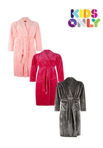 Fleece kinderbadjas met naam-XL (11-13 jaar)-grijs