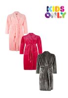 Fleece kinderbadjas met naam-L (9-10 jaar)-Fuchsia roze