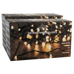 Svenska Living set van 2x stuks kerstverlichting warm wit 360 lampjes 2700 cm