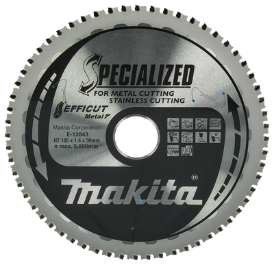 Makita Accessoires Cirkelzaagblad RVS/Staal | Efficut 185x30x1,4 60T 0g - E-12843 E-12843