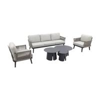 VDG Durban|Velora royal grey stoel-bank loungeset - 6-delig