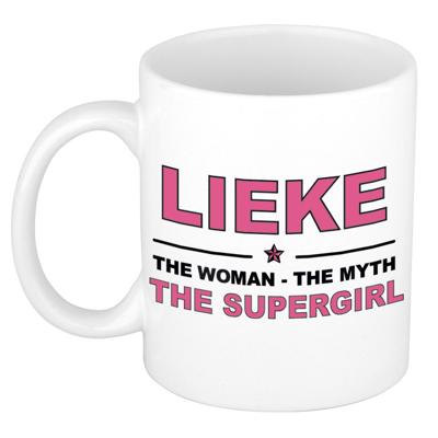Lieke cadeau mok - Woman Myth Supergirl - naam koffiemok - 300 ml - collega - moederdag