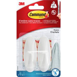 3M Command-badkamer medium Designer-haak (l x b x h) 79 x 29 x 29 mm Wit Inhoud: 2 stuk(s)