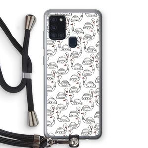 Zwanen: Samsung Galaxy A21s Transparant Hoesje met koord