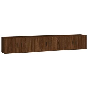 The Living Store TV-wandmeubel met 3 stuks - 80 x 34.5 x 40 cm - Bruineiken