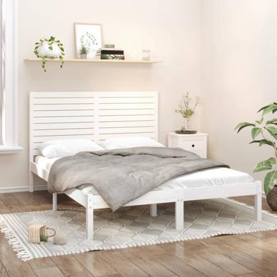 Bedframe massief hout wit 160x200 cm