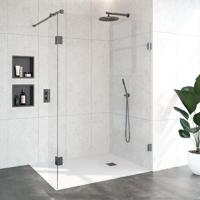BRAUER Void inloopdouche helder glas 140x200 met 30 zijwand incl. glascoating PVD gunmetal geborsteld GS-VOI2H14030200GM