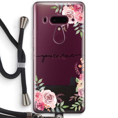 Rozen: HTC U12+ Transparant Hoesje met koord