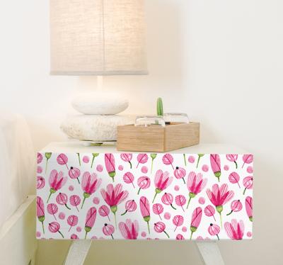 Meubelsticker roze bloemen