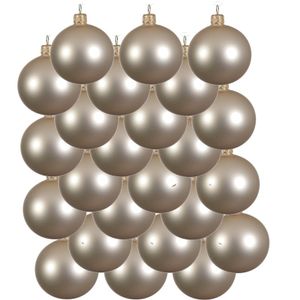 24x Glazen kerstballen mat licht parel/champagne 6 cm kerstboom versiering/decoratie   -
