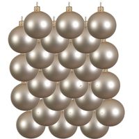 24x Glazen kerstballen mat licht parel/champagne 6 cm kerstboom versiering/decoratie   - - thumbnail