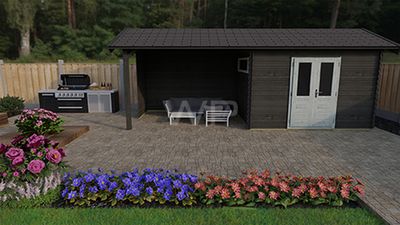 Woodpro Blokhut/Tuinhuis Voske 700x300 cm- Zadeldak- Hout- Woodpro