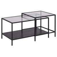 Leen Bakker - Salontafel Jaxx - 55x55x90 Cm - Metaal/Glas - Zwart