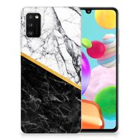 Samsung Galaxy A41 TPU Siliconen Hoesje Marmer Wit Zwart - Origineel Cadeau Man