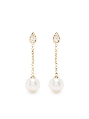 Mizuki boucles d'oreilles en or 14ct serties de diamants et de perles
