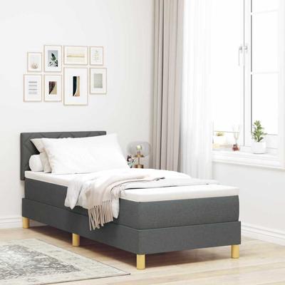 Boxspring Bed met Matras & LED Donkergrijs 80x200 cm Stof
