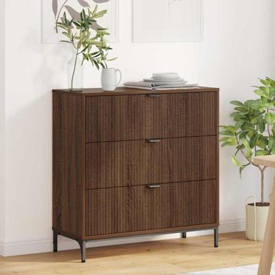 Dressoir bruin eikenkleur 79.5 x 33 x 82 cm Bewerkt hout