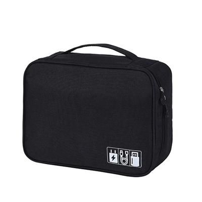 Digitale kabel tas mannen draagbare reizen gadgets Pouch Power snoer lader headset organisator (zwart)
