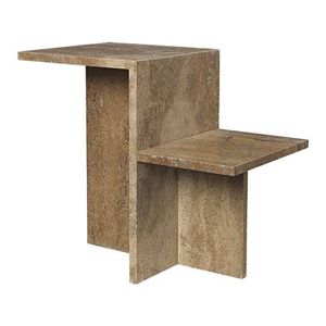 ferm LIVING Distinct Bijzettafel - Travertine Dark Brown