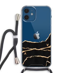 Gouden marmer: iPhone 12 Transparant Hoesje met koord