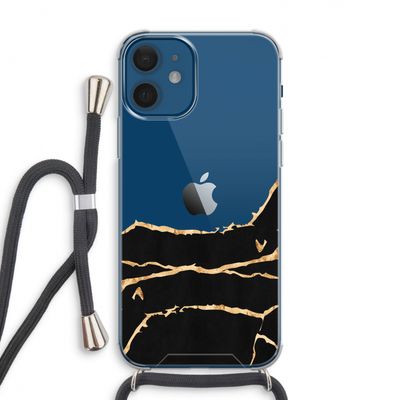 Gouden marmer: iPhone 12 Transparant Hoesje met koord