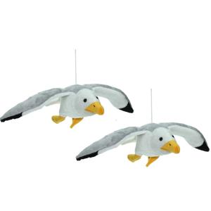 Cornelissen Pluche knuffel dier Zeemeeuw - Set van 2x stuks - grijs/wit - 31 cm - Vogels dieren