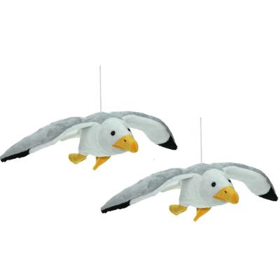 Cornelissen Pluche knuffel dier Zeemeeuw - Set van 2x stuks - grijs/wit - 31 cm - Vogels dieren