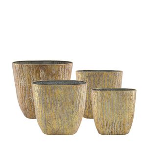 DKNC - Plantenbakken Rockhampton - Metaal - Plastic - 36.5x19x36 cm - Set van 4 - Goud