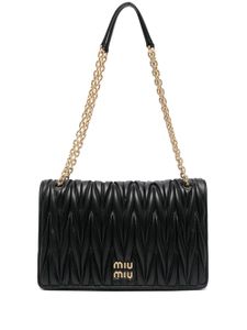 Miu Miu sac porté épaule matelassé à plaque logo - Noir