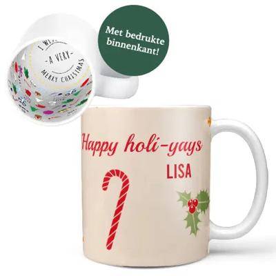 'Kerst mok met naam of foto + binnenkant'| Luxe cadeaus