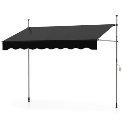 Klemmmarkies Zonder Boren met Handbediening Hoogteverstelbaar & UV-bestendig 250 cm Zwart