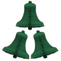 6x Kerstklokken van papier groen