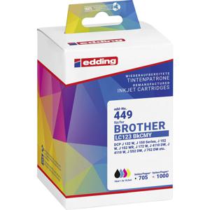 Edding Inktcartridge vervangt Brother LC123 BKCMY Compatibel Zwart, Cyaan, Magenta, Geel EDD-449 18-449-01