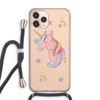 Roze eenhoorn: iPhone 11 Pro Max Transparant Hoesje met koord