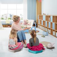 6-delige set Kinderstoelkussens met Handvat & Rits Zitkussen Zitverhoger Hoofdkussen Blauw