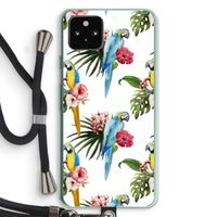 Kleurrijke papegaaien: Pixel 5a 5G Transparant Hoesje met koord