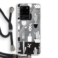 Cactusmotief: Samsung Galaxy S20 Ultra Transparant Hoesje met koord