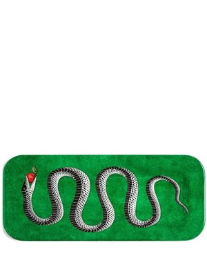 Fornasetti plateau Serpent en bois décoré à la main - Vert