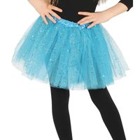 Petticoat/tutu verkleed rokje lichtblauw glitters voor meisjes - thumbnail