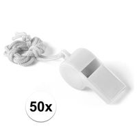 50 Stuks Voordelige plastic fluitjes wit   -