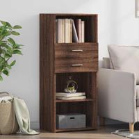 Hoge kast 50x42,5x124 cm bewerkt hout bruin eikenkleurig - thumbnail