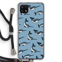 Narwhal: Samsung Galaxy A22 5G Transparant Hoesje met koord