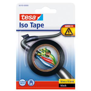 1x Tesa isolatie tape op rol zwart 10 mtr x 1,5 cm - Tape (klussen)